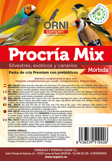 Orni Complet Procría Mix Silvestre, Exóticos y Canarios LEGAZIN