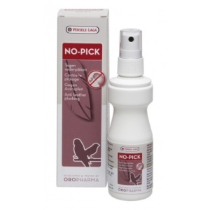 No-Pick 100ml.Pulverizador .Versele-Laga Se trata de un spray con sabor muy amargo para evitar que se arranquen las plumas, lo que comúnmente se denomina picaje. Impide por tanto, la automutilación de las plumas y también el arrancado de las plumas a los polluelos jóvenes por parte de los padres. Existen diversas causas de picaje, pero una de las más comunes es el picaje de los padres a los polluelos jóvenes en época de crecimiento, para ello No-Pick es muy eficaz con solo pulverizar el spray sobre las plumas del polluelo. Versele-laga No Pick contra el picaje También se da el picaje crónico que puede ser consecuencia del estrés, deficiencias en la dieta o una combinación de factores. Por lo que además de ofrecer a tu pájaro más actividades para tu pájaro, una dieta equilibrada y proporcionarle un alojamiento adecuado junto con todo lo necesario para que pueda darse un baño, puedes añadir no-pick para ayudar a quitar el picaje que por su sabor amargo evitará el picoteo de las plumas de tu pájaro. Es importante que si todas las condiciones adecuadas se dan, acudas a tu veterinario para ver la verdadera causa de ese comportamiento. Modo de empleo: si el picaje es crónico aplicar el aerosol una vez al día sobre las plumas. Muy importante no rociar en los ojos ni en el pico. Presentación: envases de 100 ml.